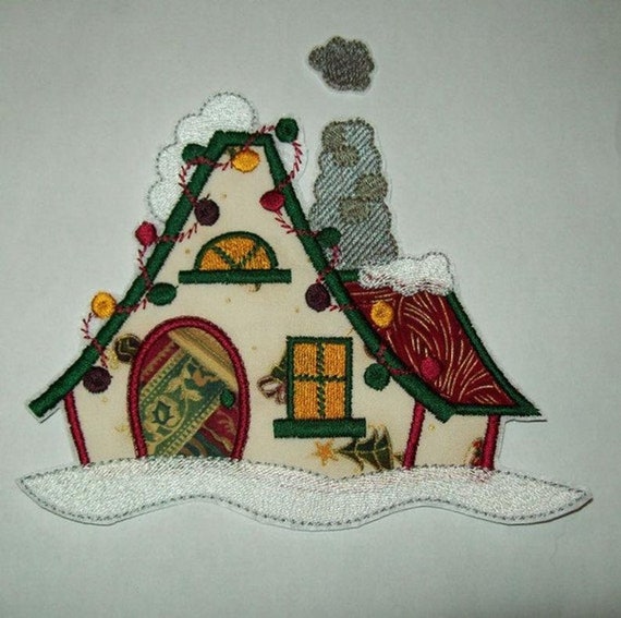 Christmas Village House - Iron On - Applique - Patch - Patches - Embroidered Applique - Custom Made