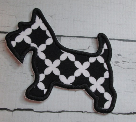 Scottie Dog, Iron On, Sew On Embroidered Applique Patch, Patches, Handmade, BigBlackDogDesigns, Customize, Personalize, Dog, Scotish