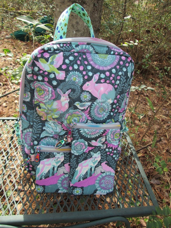 Breezy Simple Backpack Purse with Two Accessory Zipper Bags, Handmade Quilted Backpack, Day Bag, Small Backpack, Simple Backpack