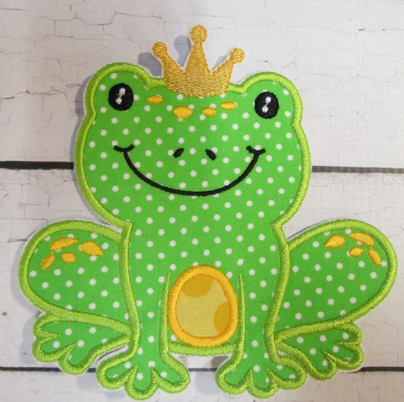 Frog Prince, BigBlackDogDesigns,Iron On Applique Patch, Embroidered, Custom Made, Handmade, Sew On, Glue On
