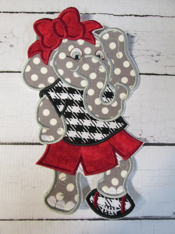 Cheerleader Mascot Applique Patches, Elephant, Bulldog, Gator, Iron On Applique Patch, Sew On, Custom Made, Embroidered, Patches