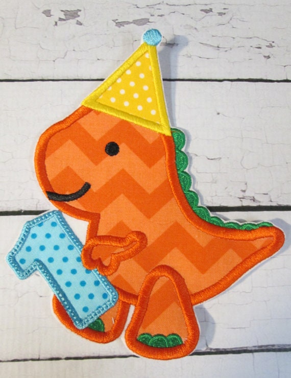 Dino Birthday, 1, 2, 3, 4, Iron On Applique Birthday Patch, Patches, Applique, Birthday, Dinosaur, One, Two, Three, Four