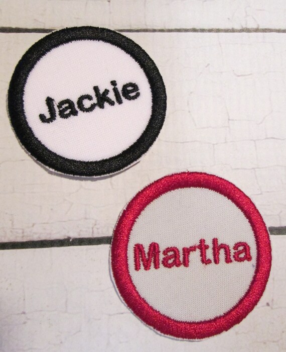 Circle Tag Applique, Circle, Name Tag, Name Frame, Iron On Applique Patch, Sew On, Custom Made, Embroidered, Patches
