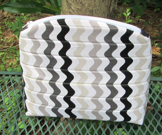 Catch The Wave Betty Pouch size large, cosmetics case, project bag, zipper pouch, travel case - Ready To Ship