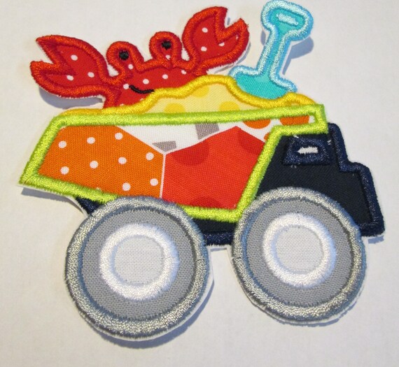 Trucks - Strawberry Truck, July 4th Truck, Birthday, Flower, ABC Truck, Baseball, Beach, Sports , Hunting Dump Truck Iron On Appliques