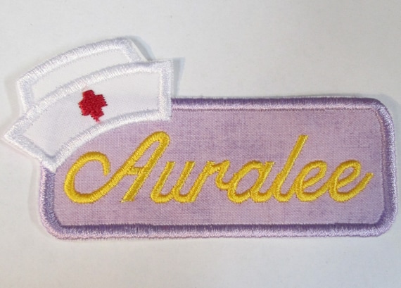 Nurse's Name Plate, Iron On Applique Patch, Sew On, Custom Made, Embroidered, Patches