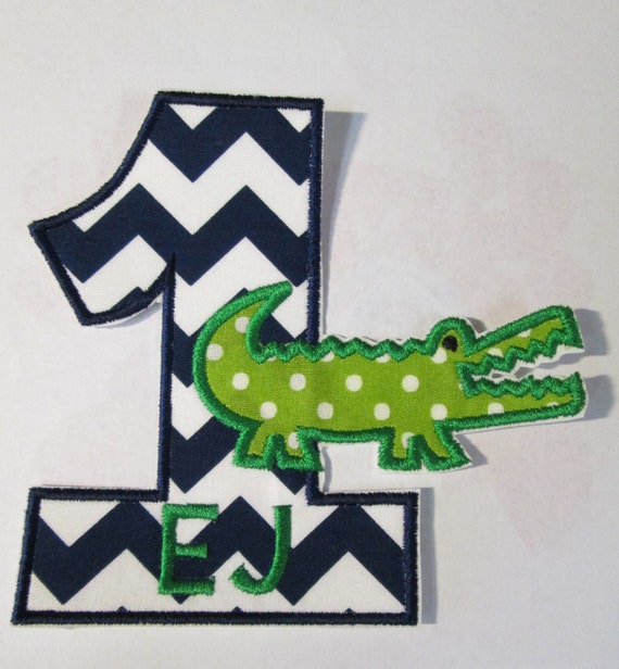 Gator Birthday Number or LetterIron On Applique Patch, Sew On, Custom Made, Embroidered, Patches
