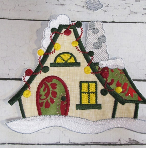 Christmas Village Houses - Iron On - Applique - Patch - Patches - Embroidered Applique - Custom Made