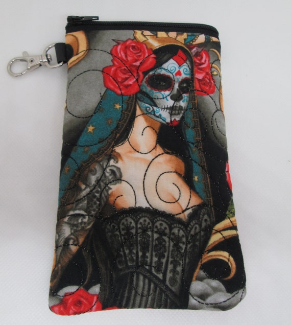 Las Elegantas Glasses Case, Glasses Pouch, Zippered Sunglasses Case, Sunglasses, Glasses, Pouch, Handmade, Las Elegantas, Day of the Dead