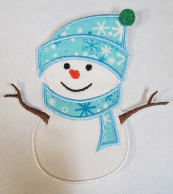 Snowman - Iron On Applique Patch, Sew On, Custom Made, Embroidered, Patches