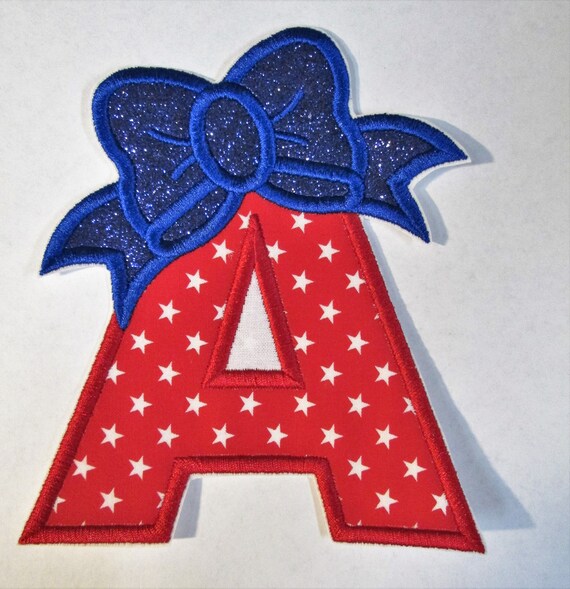 Numbers or Letters with Bow , Iron On Applique Patch, Sew On, Custom Made, Embroidered, Patches