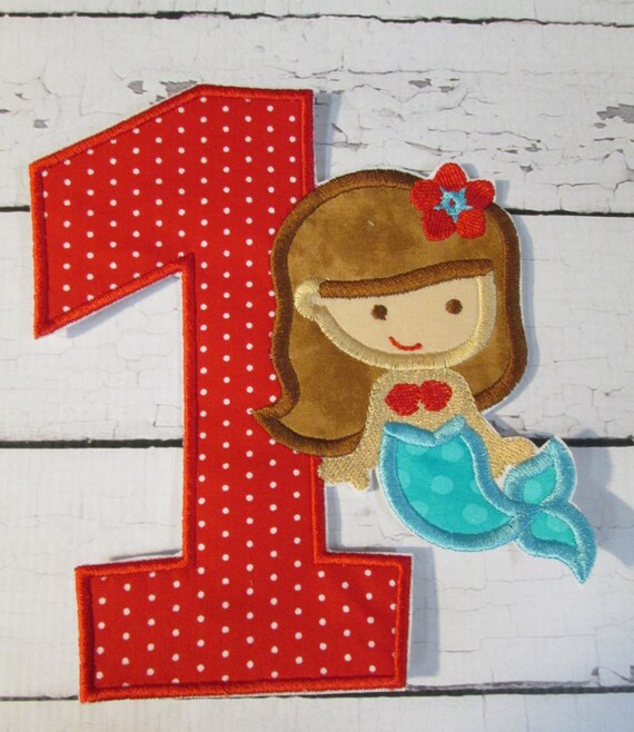 Little Mermaid Birthday - Iron On or Sew On Embroidered Applique 5-7 Business Day Shipping