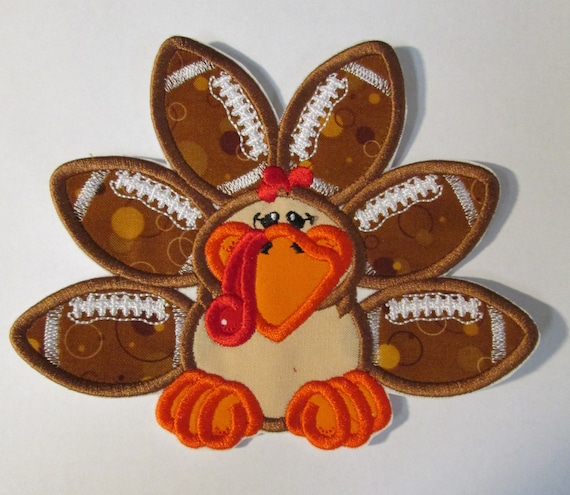Football Turkey Girl or Boy - Iron On or Sew On Embroidered Custom Made Applique