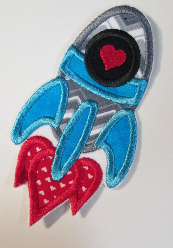 Rocket, Iron On Applique, Patch, Patches, Embroidery, Embroidered Custom Made, BigBlackDogDesigns