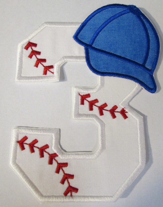 Baseball Number Girl or Boy, Baseball Hat, Iron On Applique, Patch, Sew On Applique Patch, Custom Made, Handmade