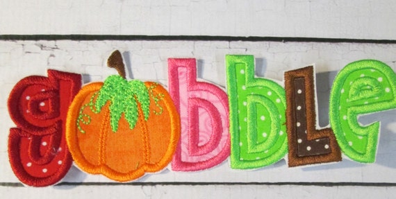 Thanksgiving Iron On Applique - Gobble Words