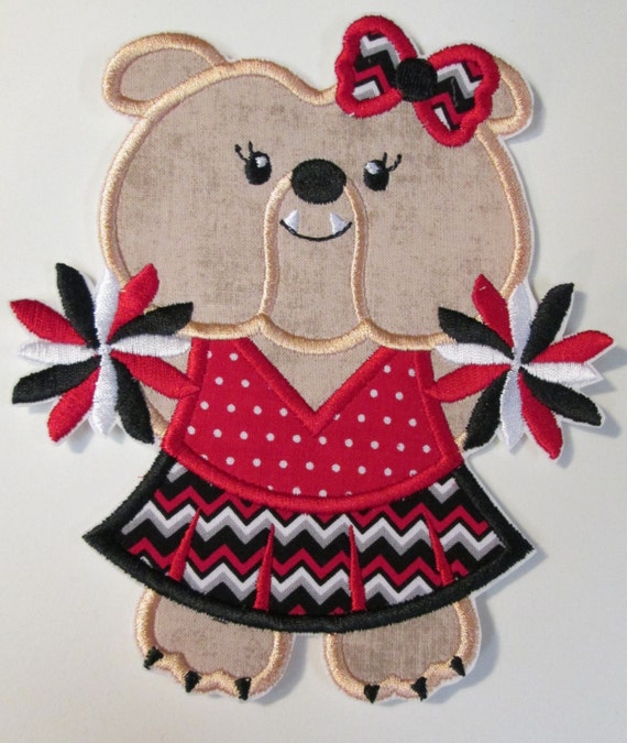 Bull Dog, Team Mascot, Iron On Applique - BullDog Cheer, Patches, Handmade, BigBlackDogDesigns