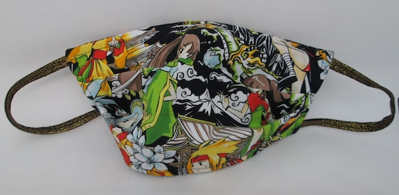 Face Mask, Fabric Face Mask, Facemask, Mask, Reusable Face Mask, Washable Face Mask, Anime, Japanese , Medium, Reversible