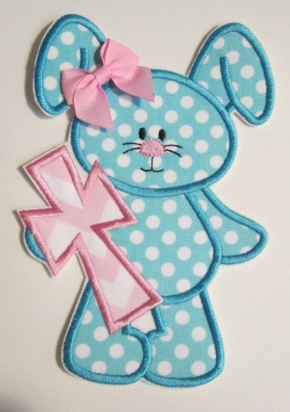 Easter Iron On Applique - Easter Bunny Cross