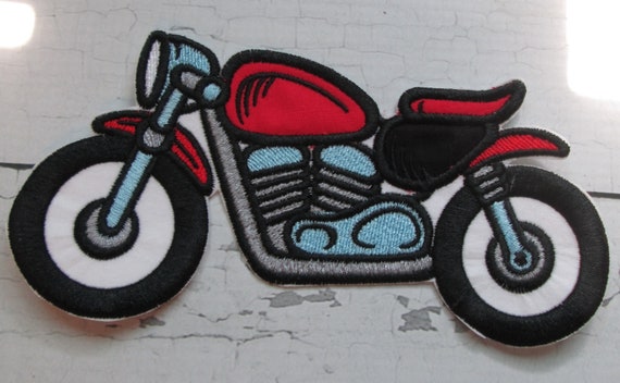 Motorcycle, Iron On Applique Patch, Sew On, Custom Made, Embroidered, Patches, Cycle, BigBlackDogDesigns, Dirt Bike, Bike