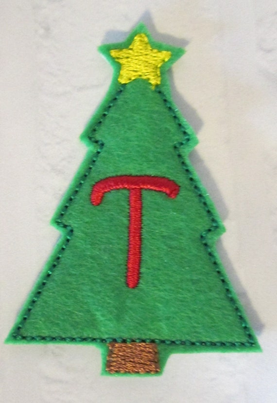 Christmas Tree Alphabet, Felt Applique Patch - Embroidered Felt - Sew On or Glue On - Patches - Felt - Handmade