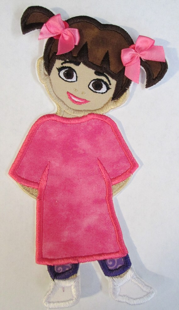 Monster BooBoo Girl - Iron On Applique Patch, Sew On, Custom Made, Embroidered, Patches