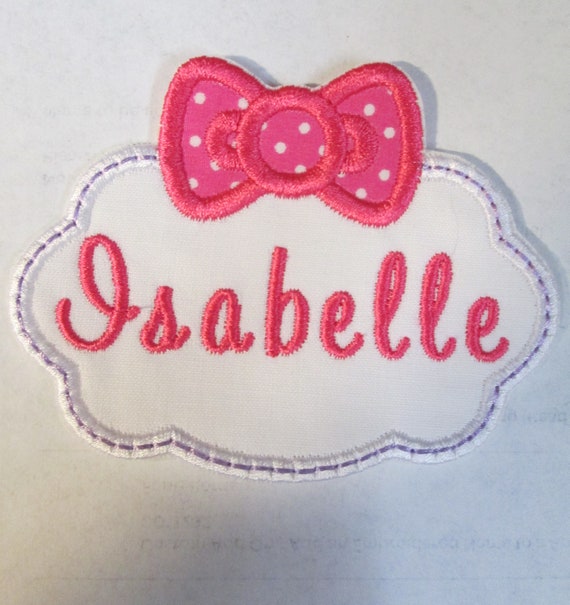 Kitty Bow Name Frame - Iron On , Sew On, Glue On Embroidered Applique Patch