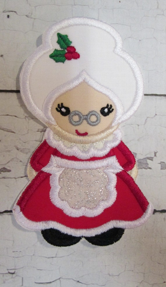 Mrs. Santa Claus Iron On, Sew On, Glue On Embroidered Applique Patch, Custom Made For You, Handmade