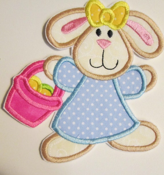 Easter Bunny, Easter Rabbit, Iron On Applique Patch, Sew On, Custom Made, Embroidered, Patches