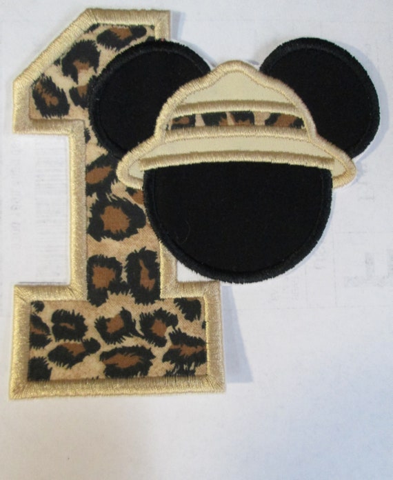 Magical Safari or Jungle Hat with Number or Letter - Iron On Applique, Sew On, Glue On - Handmade Embroidered Patch