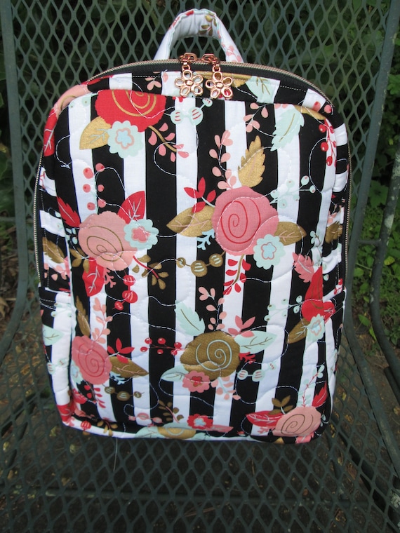 Rose Gold Metallica Backpack Purse, Handmade in USA, Purse, Day Bag, Knapsack, Quilted, Zippered Day Pack, Adult, Teen, BigBlackDogDesigns