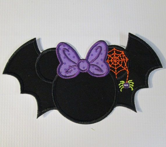 Halloween Girl Mouse Bat with Spider and Web - Iron On or Sew On Embroidered Applique