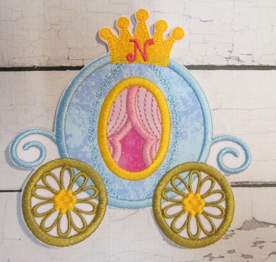 Princess Carriage - Embroidery Applique - Handmade - Custom Made, Iron On Applique Patch, Custom Made Patches