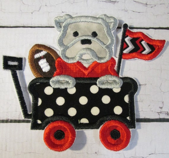 Mascot Cheer Wagon, Wagon, Bull Dog, Elephant, Hound Dog, Football, Iron On Applique Patch, Sew On, Custom Made, Embroidered, Patches