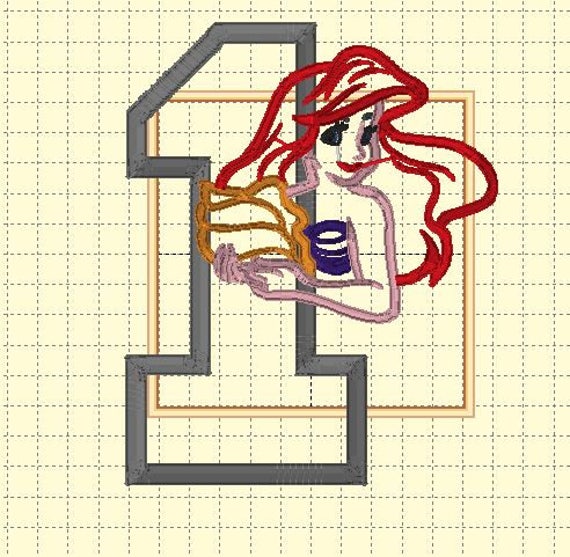 Mermaid Inspired Birthday Number or Letter Iron On Applique Patch Design
