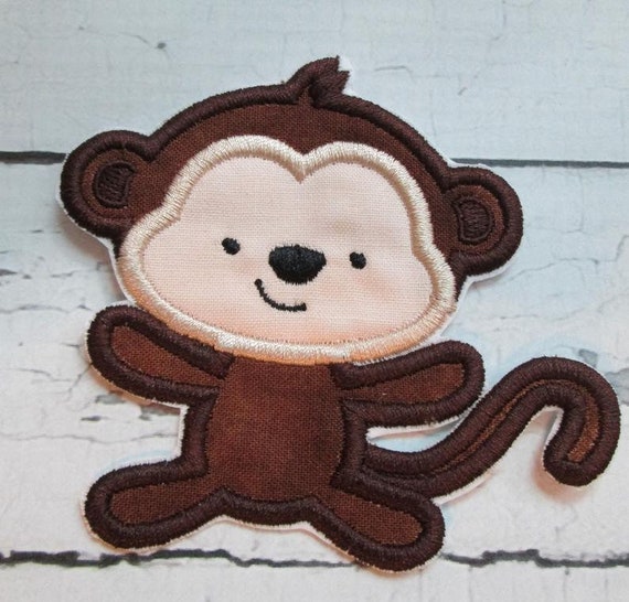 Monkey, Iron On, Applique, Patch, Handmade, Jungle Safari, Animal, Jungle, Safari, Zoo Animal, BigBlackDogDesgins