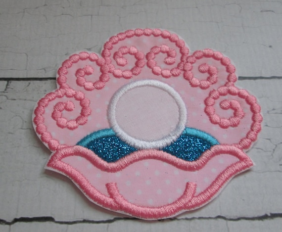 Oyster Shell, Iron On, Sew On, Embroidered Applique Patch, Patches, Handmade, Customize, BigBlackDogDesigns