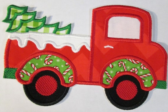 Iron On Applique - Christmas Truck with Tree