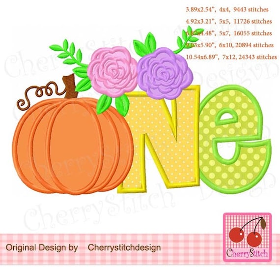 Pumpkin ONE - Iron On, Sew On, Glue On Embroidered Applique Patch, Handmade, Custom Made