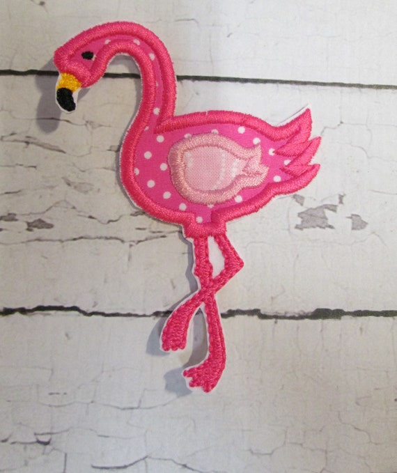 Flamingo, Iron On, Sew On, Embroidered Applique Patch, Patches, BigBlackDogDesigns, Handmade, Customize Patch