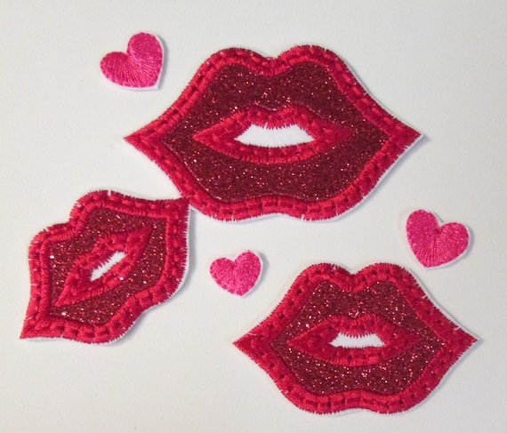 Valentine's Day Smouchy Lips - Iron On or Sew On Embroidered Applique