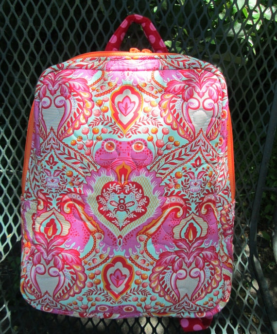 Frog Delight Backpack Purse, Handmade in USA, Purse, Day Bag, Knapsack, Quilted, BigBlackDogDesigns, Zippered Day Pack, Adult, Teen