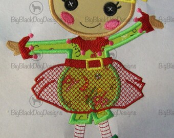 Christmas Holly Doll - Iron On or Sew On Embroidered Applique