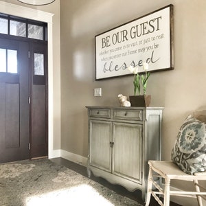 Be our guest wood sign - hand painted wall art - no stencils - customize or personalize available