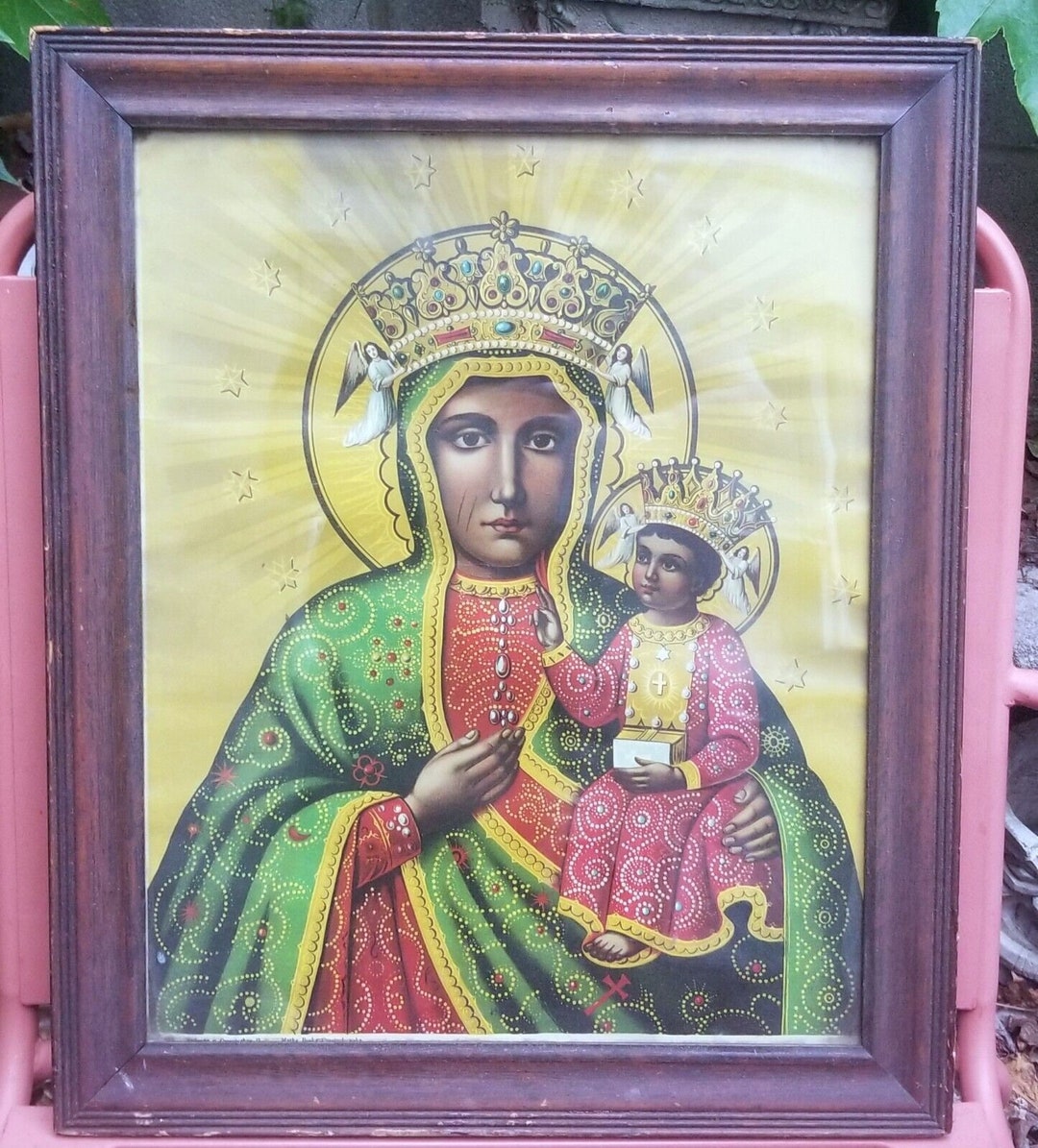 Antique Our Lady of Czestochowa Framed Print Madonna & Child Jesus Mary ...