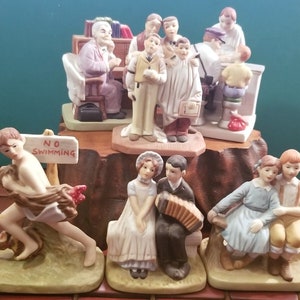 6 Vintage Norman Rockwell Porcelain Figurines Danbury Mint