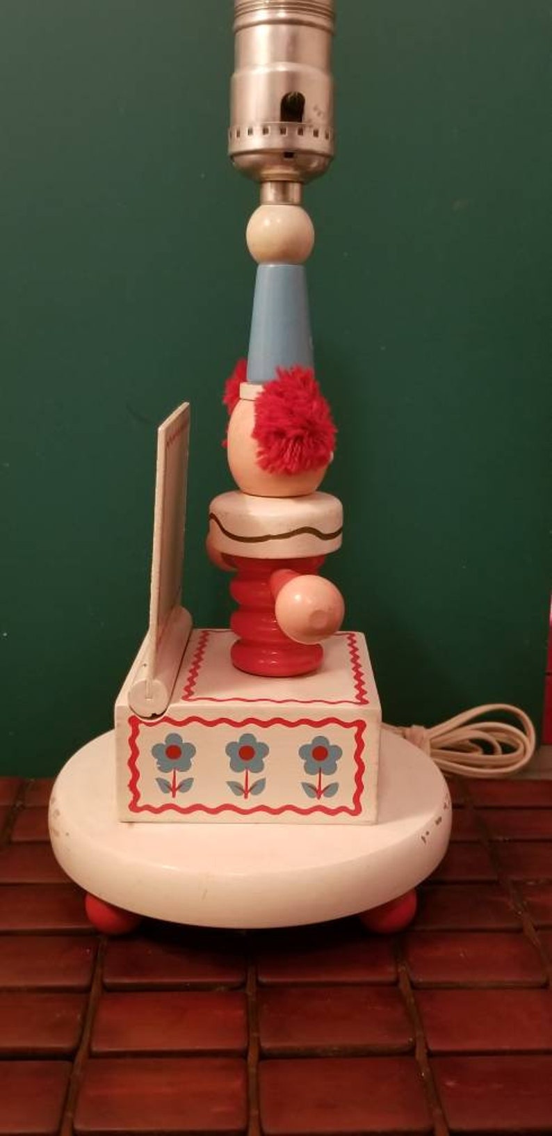 Vintage Pair of 1960s Wooden Clown Jack in the Box Childrens Nursery