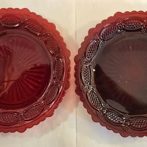 2 Avon 1876 Cape Cod Ruby Red Collection Salad Plates 7.5&quot; Diameter