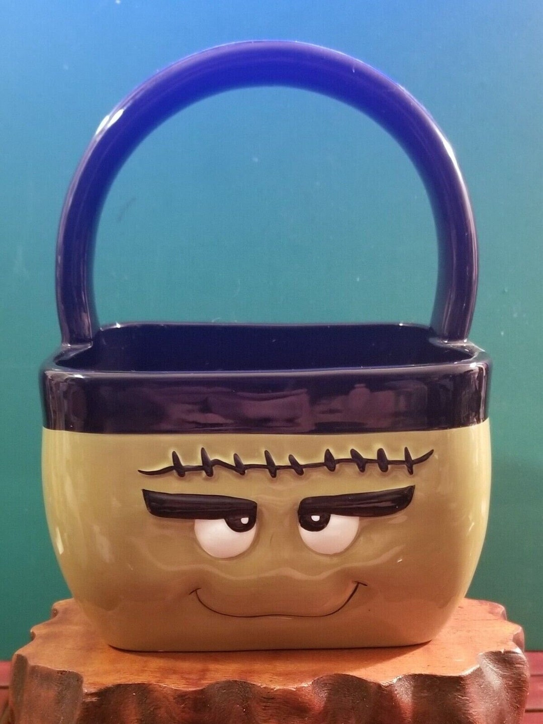 Halloween Frankenstein Ceramic Snack Bowl Candy Dish W/ Handle Etsy