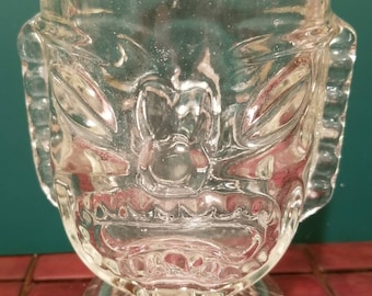 Vintage große Glas zwei konfrontiert glücklich/wütend Tiki Goblet Becher